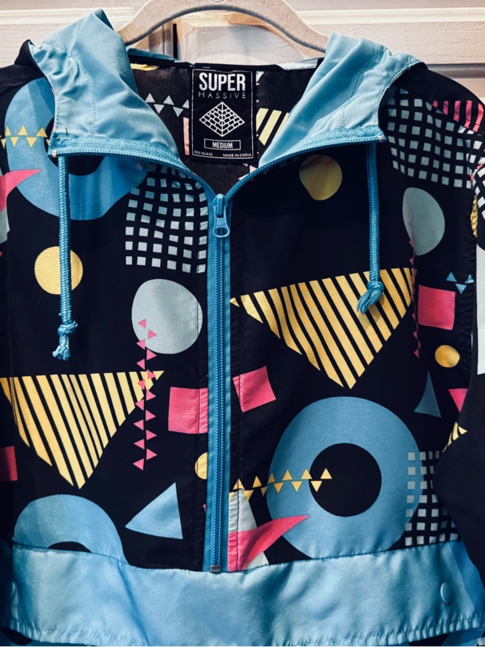 Super Massive Jacket Men's 1/2 Zip Pullover Windbreaker Hooded Medium 90s Unisex - Picture 3 of 16